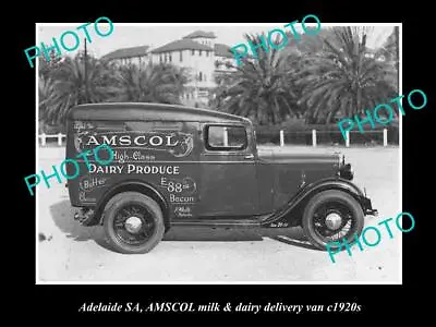 OLD HISTORIC PHOTO OF ADELAIDE SA AMSCOL MILK & DAIRY Co DELIVERY VAN C1920s • $9.90