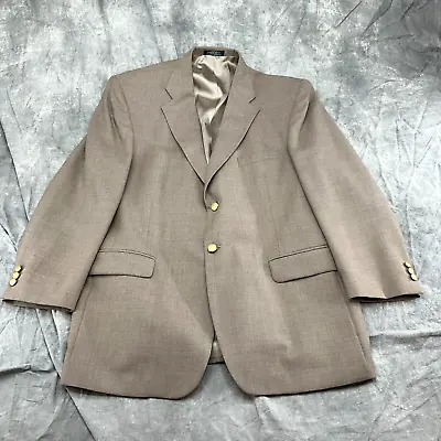 Stafford Blazer Men 44R Tan Wool Blend Gold Crest Buttons Woven Sport Coat  • $35.98