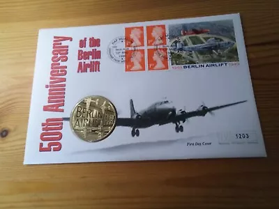 GB 1999 50th Anniversary Of The Berlin Airlift Mercury Coin FDC  Per Scan • £4.99