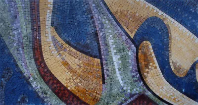 AB004 23.62 ×47.24  Abstract Waves Mosaic Wall Art Mural • $1359