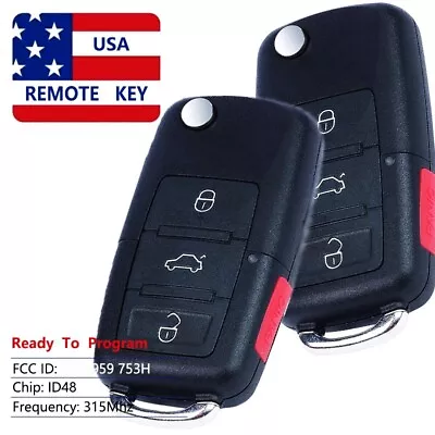 2 For VW Volkswagen CC Jetta Golf GIT Eos 2006-2011 Remote Key Fob 1K0 959 753 H • $25.02