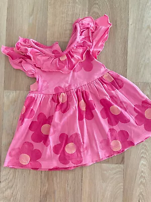 Baby Girl NEWBORN Matalan Pink Cap Sleeve Big Flower Dress With Ruffles • £3