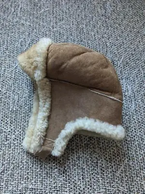 Vintage SHEARLING Wool Sheepskin TRAPPER Hat XL Suede Leather PILOT Aviation • $99.95