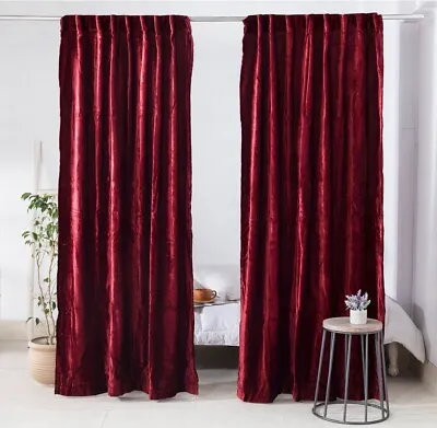 2pc Indian Vintage Cotton Velvet Curtain Drape Window Decor Heavy Door Curtain • $149.99