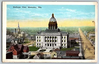 Manitowoc Wisconsin WI - Bird's Eye View Of Manitowoc City - Vintage Postcard • $4.39