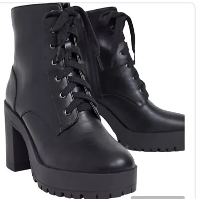 London Rebel Lace Up Platform Boots In Black Womens Size EU 38 REF Q 380 • £39.99