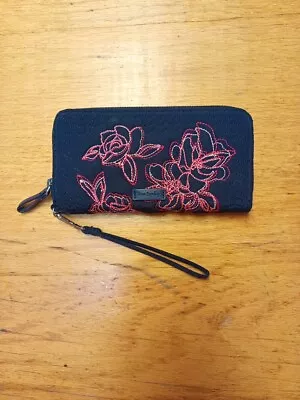 Navy Floral Embroidered Vera Bradley Accordian Wallet • $18