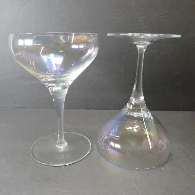 Set 2 Bohemia Crystal-Crystalex Tall Sherbet/Champagne Shrimp Glasses Iridescent • $14.89