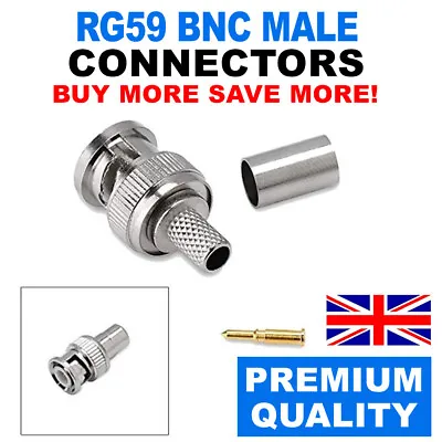 £1.99 • Buy RG59 3 PART BNC Crimp ON MALE COAX CABLE CONNECTOR CCTV CAMERA FITTINGS TOOLS