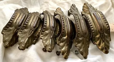 Lot 6 Vintage Antique Pressed Stamped Brass Drawer Pulls • $39