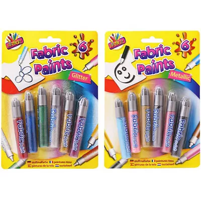 Artbox Glitter Or Metallic Fabric Paints 6 Pack Assorted • £2.99