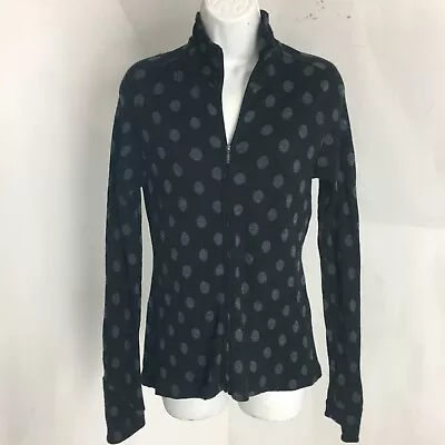 Ibex Sweater Womens Black Gray Polka Dot Full Zip 100% Merino Wool Size M USA • $43