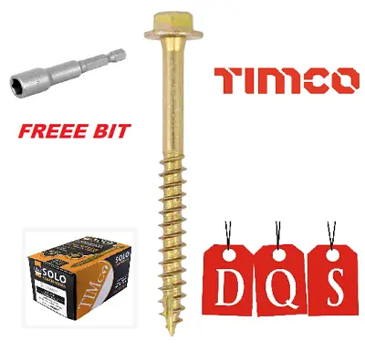 Timco Solo Coach Screw - Yellow Zinc Hex Head - Timber Sleeper Garden Turbo +BIT • £20.39