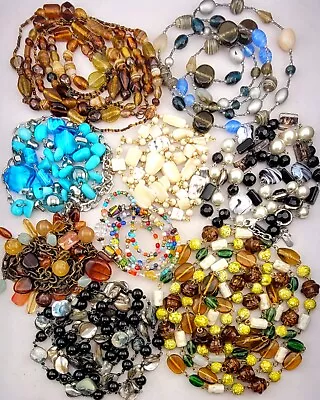 9Pc Vintage To Now Art Glass Beaded Necklace Jewelry Lot - Lampwork Murano MOP • $35