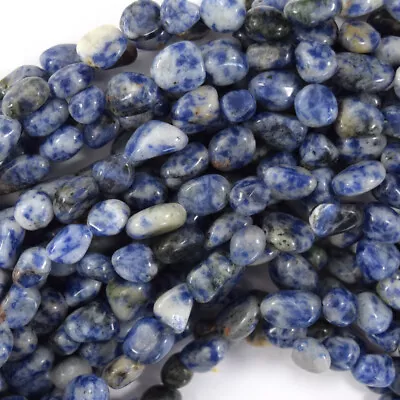 8mm - 10mm Natural Blue White Sodalite Pebble Nugget Beads 15  Strand • $5.99