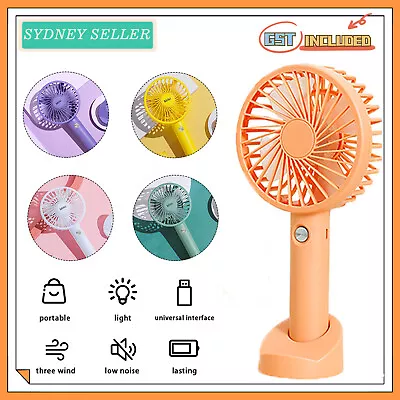 $11.29 • Buy Mini Portable Fan Cooling Hand-held Desk Cooler USB Air Rechargeable 3 Speeds AU