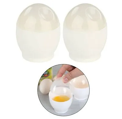 2 Microwave Egg Boilers Cooker Poacher Boil White Bpa Free Plastic Fast • £4.99