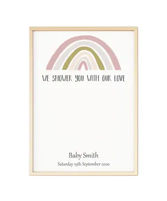 Personalised Rainbow Baby Shower Fingerprint Gift Poster Print A4 PR118 • £4.25