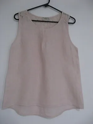 TERZO MILLENNIO Made In Italy PINK LINEN AND LACE SLEEVELESS TOP SIZE S • $15