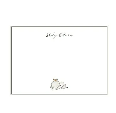 NOTECARDS & Envs X10 BABY ELEPHANT Personalised Christening Thankyou Cards Sc34 • £3.95