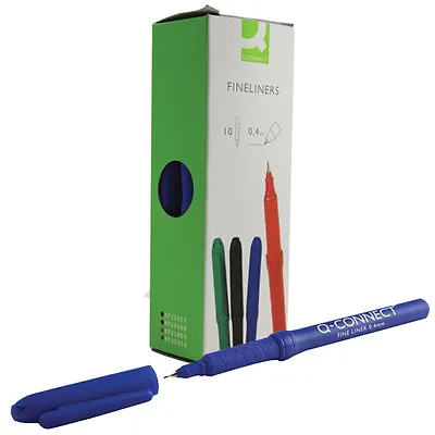 Q CONNECT FINELINER // BLUE INK // 0.4mm TIP // PACK OF 10 // KF25008 • £9.87