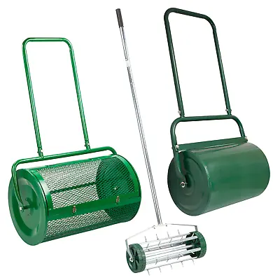 Outdoor Garden Std & Lrg Heavy Duty Lawn Grass Roller Aerator Seed Sand Filled • £35.95