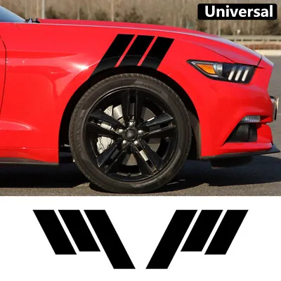 2x Racing Car Fender Hash Stripe Decal Sticker Black For Ford Mustang 2015-18 • $11.13