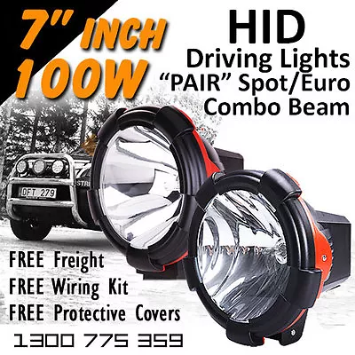 HID Xenon Driving Lights - 7 Inch 100w Spot/Euro Combo Beam 4x4 4wd Off Road • $260.31