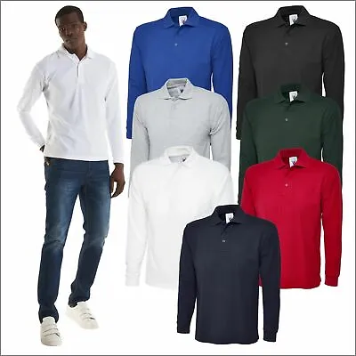 Uneek Unisex Men's Long Sleeve Polo Shirt Work Casual Leisure Polo T Shirt TOP • £11.17