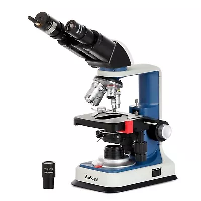 AmScope Binocular Compound LED Microscope 40X-2500X +Wi-Fi Camera-Rechargeable • $379.99