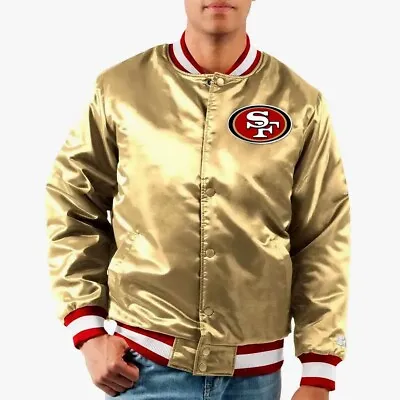 Men's Women 49ers Gold San Francisco Forty Niners Satin Bomber Gold Jacket • $95.99