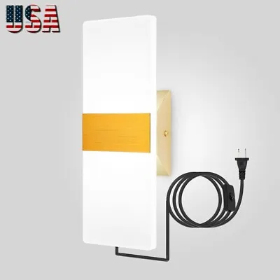 LED Wall Light Wall Sconce Plug In Cord With On/Off Switch Wall Lamp Black • $24.99