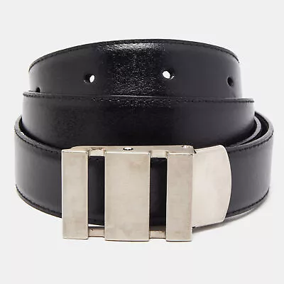 Montblanc Black Leather Cut To Size Buckle Belt • $128.10