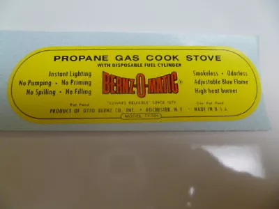 Decal/Sticker For The Vintage Bernz-O-Matic Gas Camp Stove Model TX-500 • $6.99