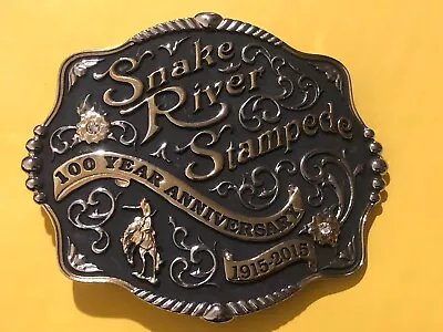 Snake River Stampede 100 Year Aniv Idaho Rodeo Montana Silversmiths Belt Buckle • $33