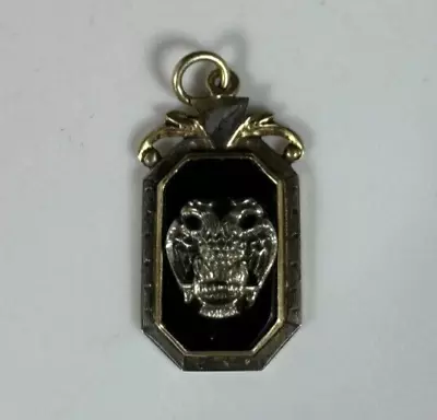 Vintage Black Onyx Scottish Rite Masonry Double Eagle Gold Pendant • $89.99