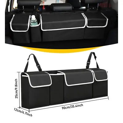 Oxford Car Cargo Back Seat Storage Bag Trunk Organizer Parts Black W/ 4 Pocket • $10.70