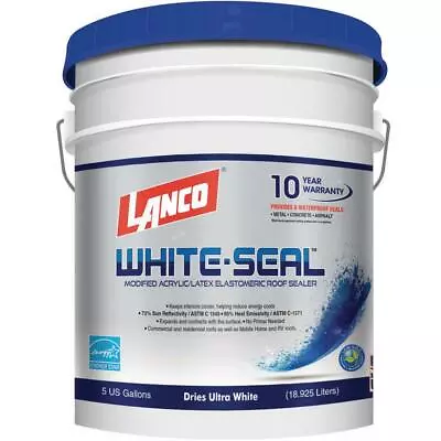 White Seal Rubberized Elastomeric Roof Coating 5Gal Weatherproof Durable Sealer • $80.89