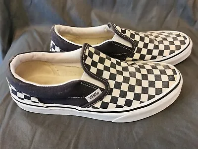 Vans Classic Slip-On Checkerboard Trainers In Black And White US Juniors UK 5 • £21.99