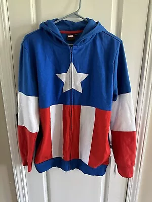 Marvel Captain America Hoodie Youth XX-Large Hood Mask Zip Sweatshirt Costume • $14.99