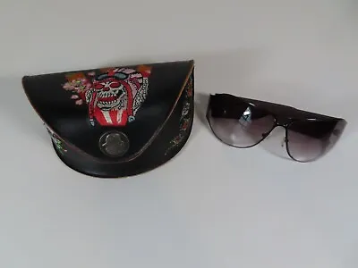 Ed Hardy Vintage Tattoo Sunglass & Case Black Skull Roses Kamikaze EHS-003 *READ • $49.97