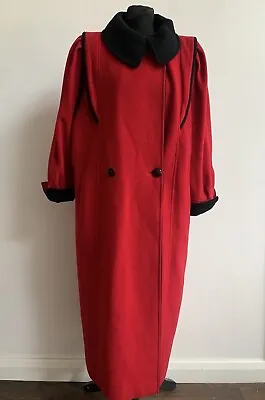 Vintage Mansfield Red And Black Cashmere Blend Ladies' Coat Size 10 • £74.50