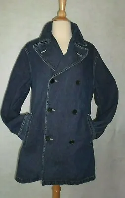 MOSCHINO JEANS Denim Pea Coat Jean Jacket Made In Italy M /L • $199.99