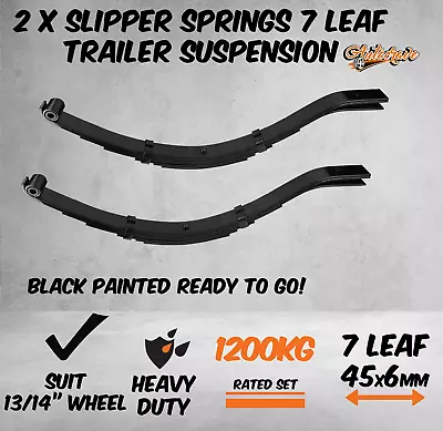 2x 7 LEAF SPRING TRAILER SLIPPER SPRING SUSPENSION SLIPPER EYE PAIR 1200KG BLACK • $109.95