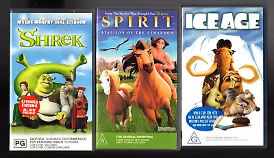 Shrek Spirit Ice Age.  3 VHS Videos  VGC • $14.90