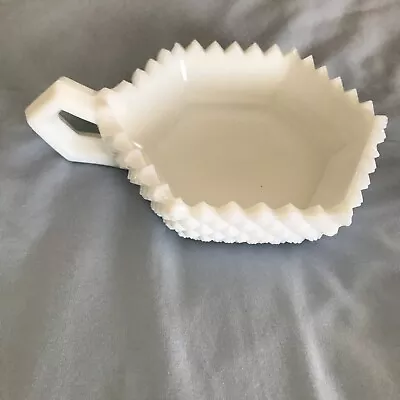 Westmoreland Milk Glass English Hobnail Bon Bon Candy Nappy Dish 6 Sided Antique • $18.55