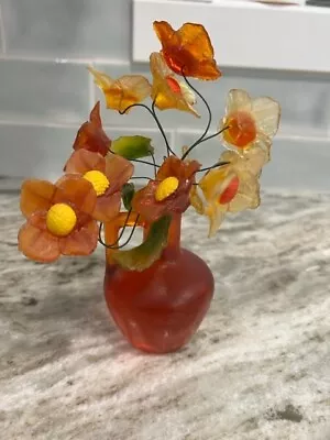 Wondermold 60's Lucite Plastic Flower Bouquet On Wire Orange Yellow Vintage • $43