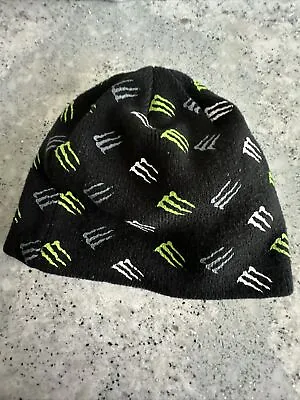 Monster Energy Drink Beanie One Size Knit Hat All Over Logo Winter Skull Cap • $50