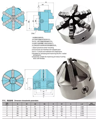 High Quality 6-Jaw Self Centering 100/125/160/200 Mm Metal Hardened Lathe Chuck • $269.99