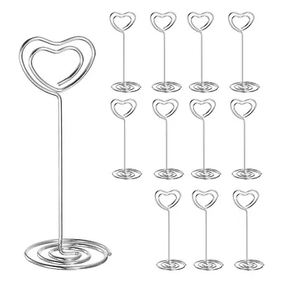 12pcs Table Number Holders 85mm Tall 33mm Base Width Heart Silver Tone • £8.91